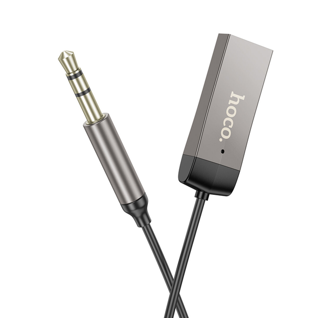 Bluetooth-ресивер HOCO E78 Benefit car AUX BT receiver with cable Black Metal Gray (6942007605663) - изображение 3