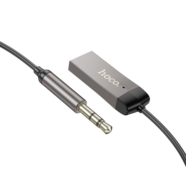 Bluetooth-ресивер HOCO E78 Benefit car AUX BT receiver with cable Black Metal Gray (6942007605663) - изображение 4
