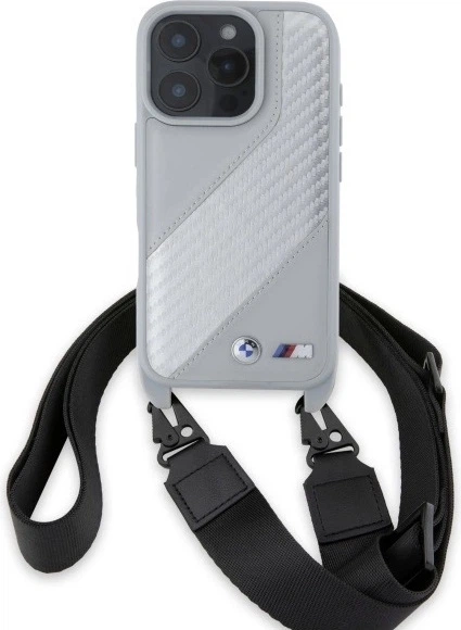 Etui plecki BMW M Edition Carbon Stripe & Strap do Apple iPhone 16 Pro Gray (BMHCP16L23PSCCG) - obraz 2