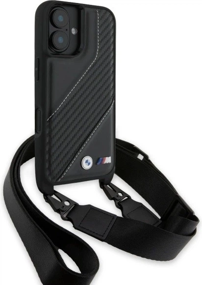 Etui plecki BMW M Edition Carbon Stripe & Strap do Apple iPhone 16 Black (BMHCP16S23PSCCK) - obraz 3