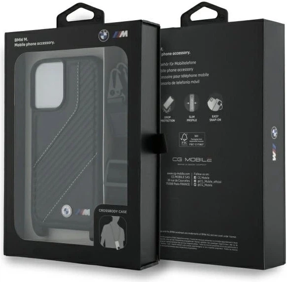 Etui plecki BMW M Edition Carbon Stripe & Strap do Apple iPhone 16 Black (BMHCP16S23PSCCK) - obraz 7