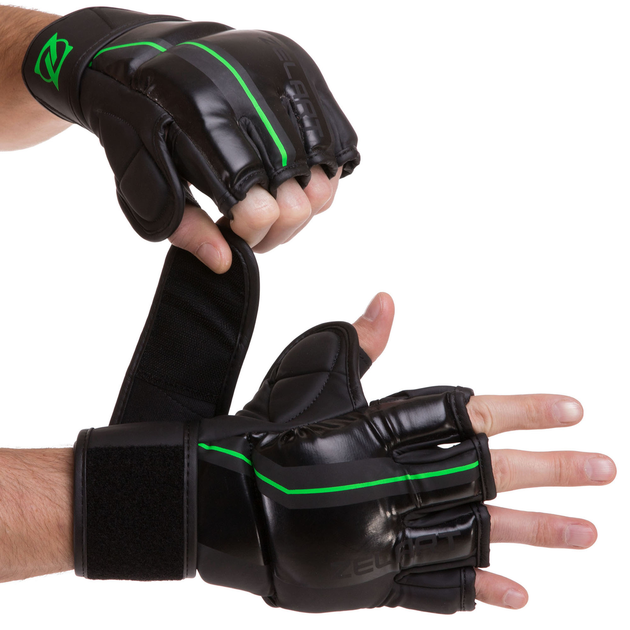 Перчатки для смешанных единоборств MMA Zelart VL 3089 черный салатовый - Фото 1 Перчатки для смешанных единоборств MMA Zelart VL 3089 черный салатовый - изображение 1