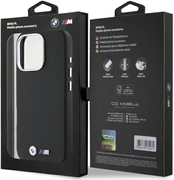 Панель BMW M Edition Kevlar Wrapped Metal для Apple iPhone 16 Pro Max Black (BMHCP16X23PUFWKEV) - зображення 8