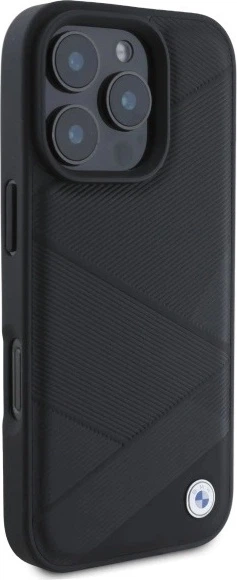 Etui plecki BMW Sign Leather Crossing Lines Pattern do Apple iPhone 16 Pro Max Black (BMHCP16X23RCGPK) - obraz 4