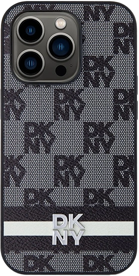 Etui DKNY Leather Checkered Mono Pattern & Printed Stripes do Apple iPhone 14 Pro Max Black (3666339263188) - obraz 2