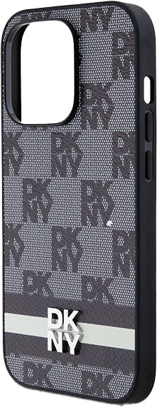 Etui DKNY Leather Checkered Mono Pattern & Printed Stripes do Apple iPhone 14 Pro Max Black (3666339263188) - obraz 4