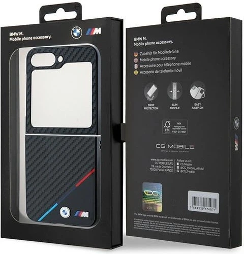 Панель BMW Carbon Tricolor для Samsung Galaxy Z Flip 6 Black (BMHCZF623PUDTK) - зображення 8