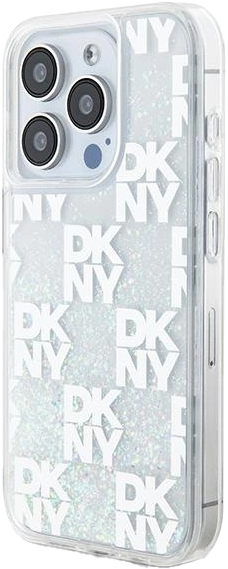 Etui DKNY Liquid Glitter Multilogo do Apple iPhone 15 Pro White (3666339271053) - obraz 1