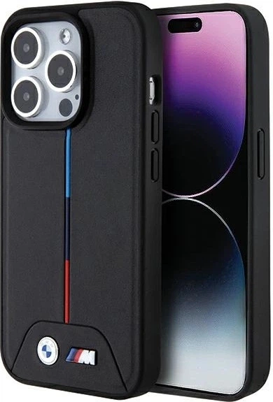 Панель BMW Quilted Tricolor MagSafe для Apple iPhone 15 Pro Black (BMHMP15L22PVTK) - зображення 1