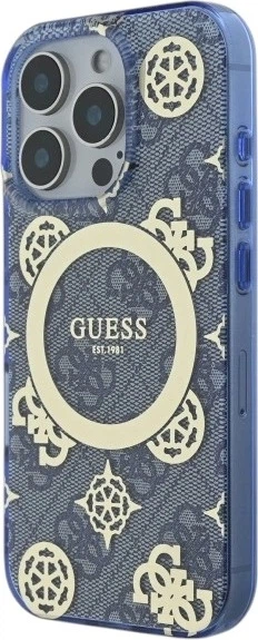 Etui Guess IML Peony On 4G Background MagSafe do Apple iPhone 16 Pro Blue (GUHMP16LH4PYEEB) - obraz 3