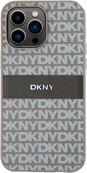 Etui DKNY Leather Mono Stripe & Metal Logo do Apple iPhone 15 Pro Beige (3666339260552) - obraz 2