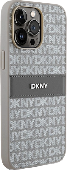 Etui DKNY Leather Mono Stripe & Metal Logo do Apple iPhone 15 Pro Beige (3666339260552) - obraz 3