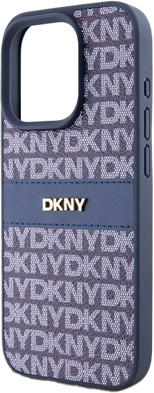 Панель DKNY Leather Mono Stripe & Metal Logo для Apple iPhone 15 Pro Blue (3666339260835) - зображення 4