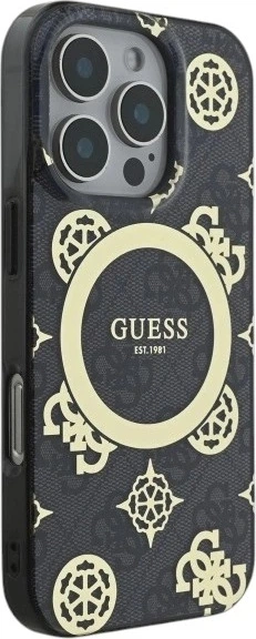 Etui Guess IML Peony On 4G Background MagSafe do Apple iPhone 16 Pro Black (GUHMP16LH4PYEEK) - obraz 4