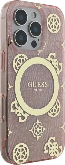 Панель Guess IML Peony On 4G Background MagSafe для Apple iPhone 16 Pro Pink (GUHMP16LH4PYEEP) - зображення 4