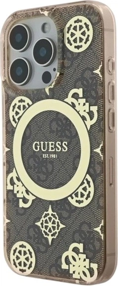 Панель Guess IML Peony On 4G Background MagSafe для Apple iPhone 16 Pro Brown (GUHMP16LH4PYEEW) - зображення 3