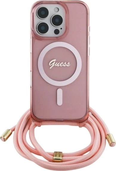 Панель Guess Crossbody Cord Script MagSafe для Apple iPhone 16 Pro Pink (GUHMP16LHCTSGNSP) - зображення 1