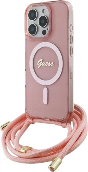 Панель Guess Crossbody Cord Script MagSafe для Apple iPhone 16 Pro Pink (GUHMP16LHCTSGNSP) - зображення 2