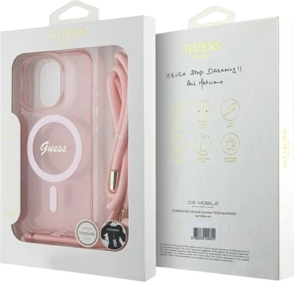 Панель Guess Crossbody Cord Script MagSafe для Apple iPhone 16 Pro Pink (GUHMP16LHCTSGNSP) - зображення 7