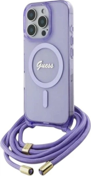 Панель Guess Crossbody Cord Script MagSafe для Apple iPhone 16 Pro Purple (GUHMP16LHCTSGNSU) - зображення 2