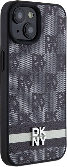 Панель DKNY Leather Checkered Mono Pattern & Printed Stripes для Apple iPhone 14 Plus/15 Plus Black (3666339263201) - зображення 3