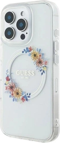 Панель Guess IML Flowers Wreath MagSafe для Apple iPhone 16 Pro Transparent (GUHMP16LHFWFCT) - зображення 3