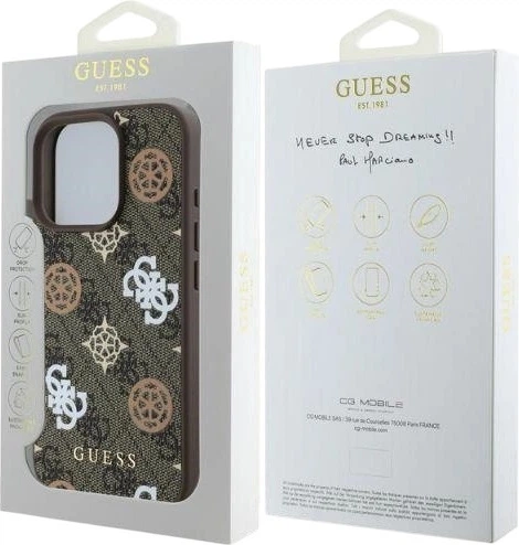 Etui Guess Peony On 4G Background MagSafe do Apple iPhone 16 Pro Brown (GUHMP16LP4PWPW) - obraz 5