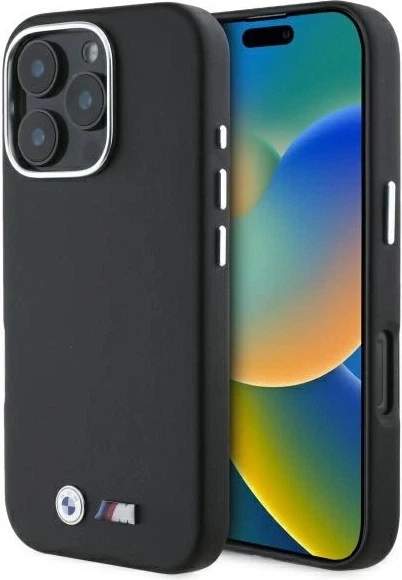 Панель BMW M Smooth Full Wrapped Metal MagSafe для Apple iPhone 16 Pro Black (BMHMP16L23PMWK) - зображення 1