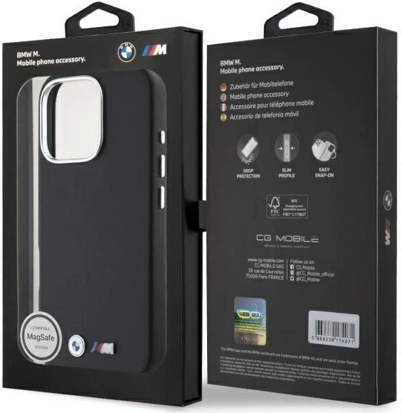 Панель BMW M Smooth Full Wrapped Metal MagSafe для Apple iPhone 16 Pro Black (BMHMP16L23PMWK) - зображення 8