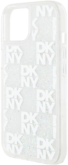Etui DKNY Liquid Glitter Multilogo do Apple iPhone 13/14/15 White (3666339271039) - obraz 6