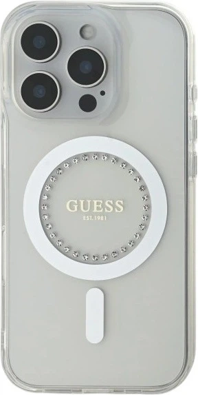 Etui Guess IML Rhinestones MagSafe do Apple iPhone 16 Pro White (GUHMP16LPFTDTEH) - obraz 2