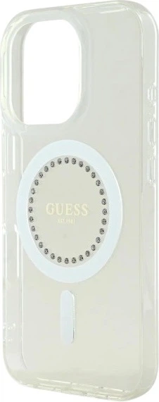 Etui Guess IML Rhinestones MagSafe do Apple iPhone 16 Pro White (GUHMP16LPFTDTEH) - obraz 6