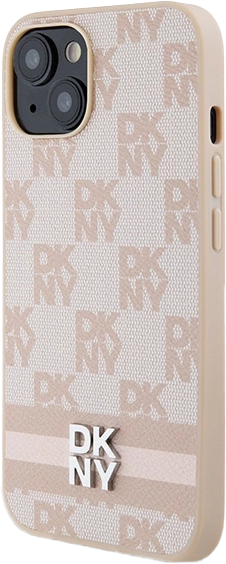 Etui DKNY Leather Checkered Mono Pattern & Printed Stripes do Apple iPhone 13/14/15 Pink (3666339263614) - obraz 2