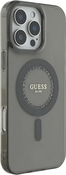 Etui Guess IML Rhinestones MagSafe do Apple iPhone 16 Pro Black (GUHMP16LPFTDTEK) - obraz 4