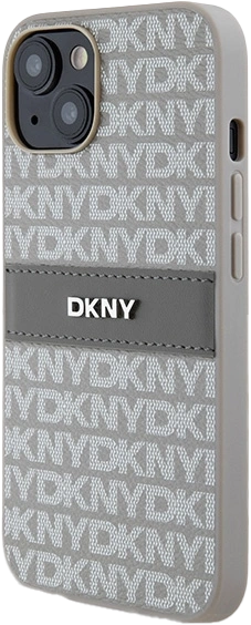 Etui DKNY Leather Mono Stripe & Metal Logo do Apple iPhone 13/14/15 Beige (3666339260538) - obraz 2