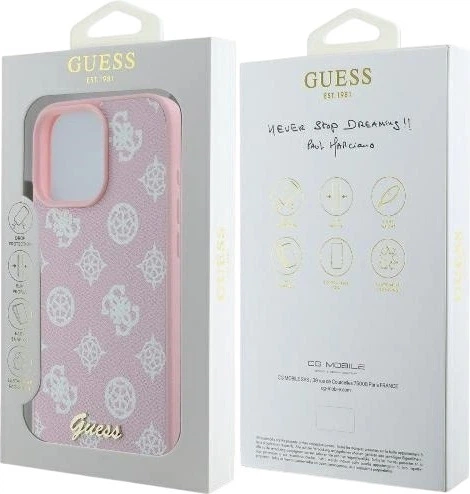 Etui Guess Peony Script Logo MagSafe do Apple iPhone 16 Pro Pink (GUHMP16LPGPYSP) - obraz 8