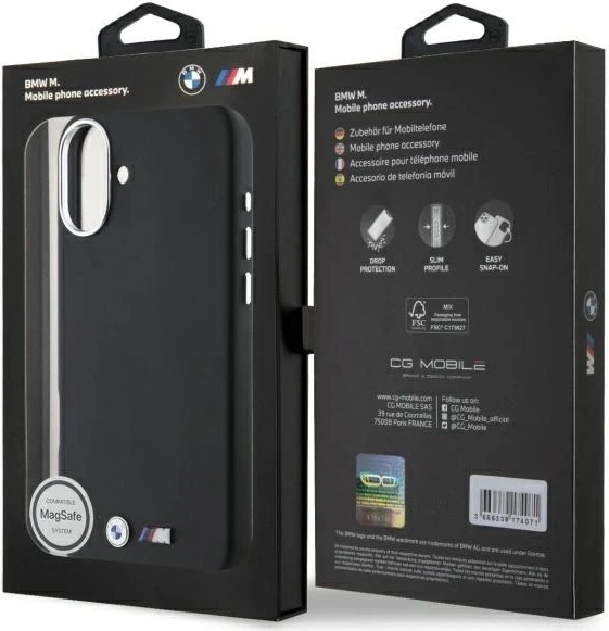 Панель BMW M Smooth Full Wrapped Metal MagSafe для Apple iPhone 16 Plus Black (BMHMP16M23PMWK) - зображення 8