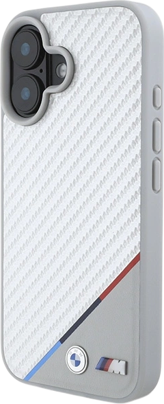 Панель BMW M Carbon Tricolor Line MagSafe для Apple iPhone 16 Gray (BMHMP16S23PUDTS) - зображення 2