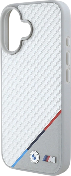 Панель BMW M Carbon Tricolor Line MagSafe для Apple iPhone 16 Gray (BMHMP16S23PUDTS) - зображення 6