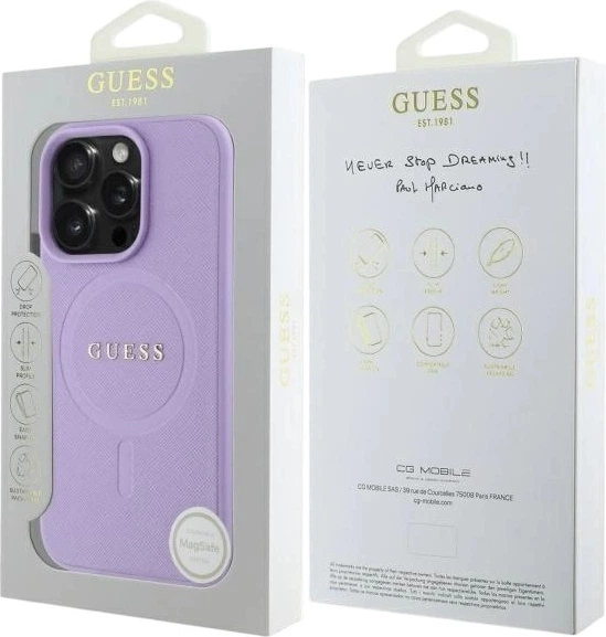 Etui Guess Saffiano MagSafe do Apple iPhone 16 Pro Purple (GUHMP16LPSAHMCU) - obraz 8