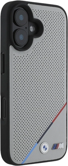 Панель BMW M Perforated Tricolor Line MagSafe для Apple iPhone 16 Gray (BMHMP16S23PUPDG) - зображення 4