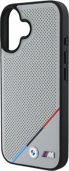 Панель BMW M Perforated Tricolor Line MagSafe для Apple iPhone 16 Gray (BMHMP16S23PUPDG) - зображення 6