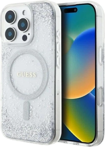 Etui Guess Resin Gradient Glitter MagSafe do Apple iPhone 16 Pro Silver (GUHMP16LRGRGES) - obraz 1