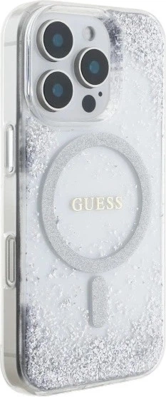 Etui Guess Resin Gradient Glitter MagSafe do Apple iPhone 16 Pro Silver (GUHMP16LRGRGES) - obraz 4