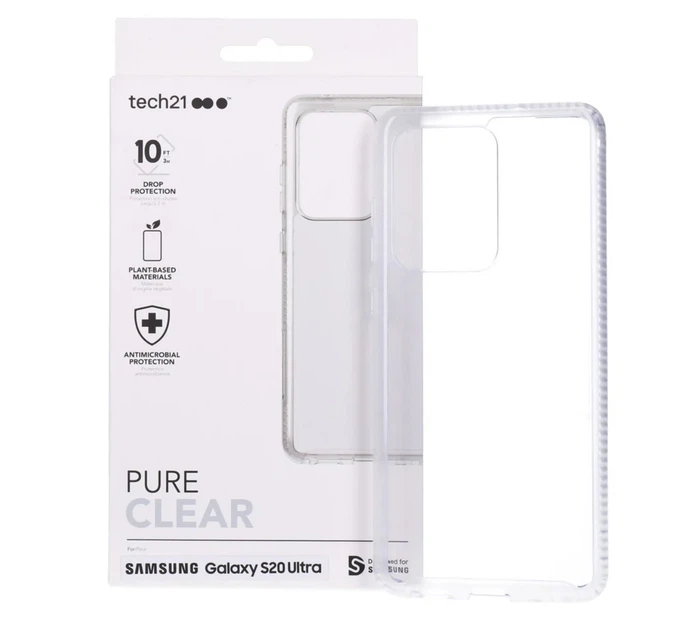 Фирменный противоударный чехол tech21 Pure Clear SM для Samsung Galaxy S20 Ultra SM-G988 - Фото 1 Фирменный противоударный чехол tech21 Pure Clear SM для Samsung Galaxy S20 Ultra SM-G988 - изображение 1