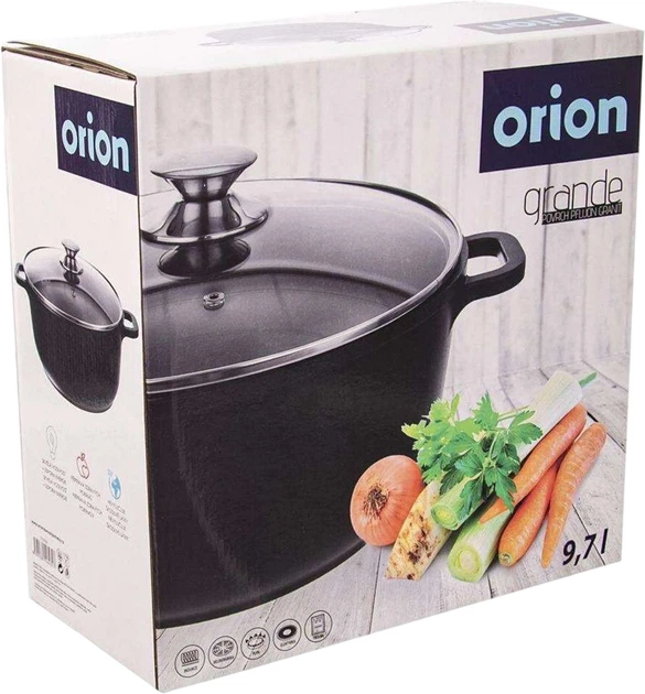 Каструля Orion Grande з кришкою чорна 9.7 л (8592381164317) - зображення 6