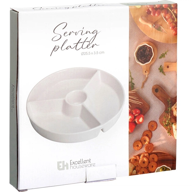Тарілка для закусок Excellent Houseware порцелянова біла 26 см (8721037536196) - зображення 3