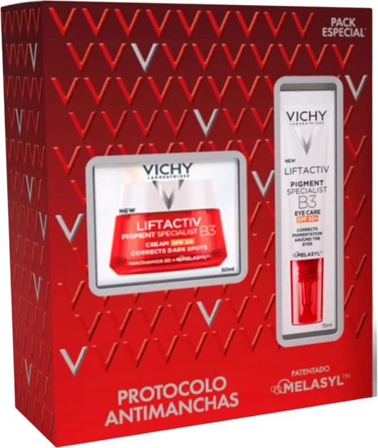 Набір для догляду за обличчям Vichy Liftactiv Pigment Specialist B3 Крем для обличчя 50 мл + Крем для шкіри навколо очей 15 мл (8431567698164) - зображення 1