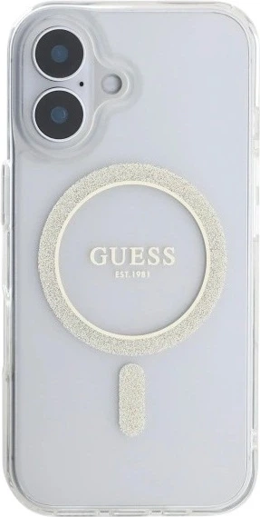 Etui Guess IML Glitter Circle MagSafe do Apple iPhone 16 Plus Transparent (GUHMP16MHFGERET) - obraz 2