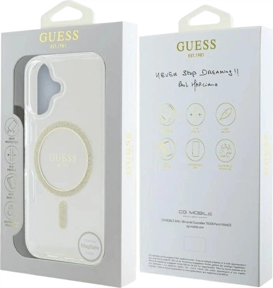 Etui Guess IML Glitter Circle MagSafe do Apple iPhone 16 Plus Transparent (GUHMP16MHFGERET) - obraz 7